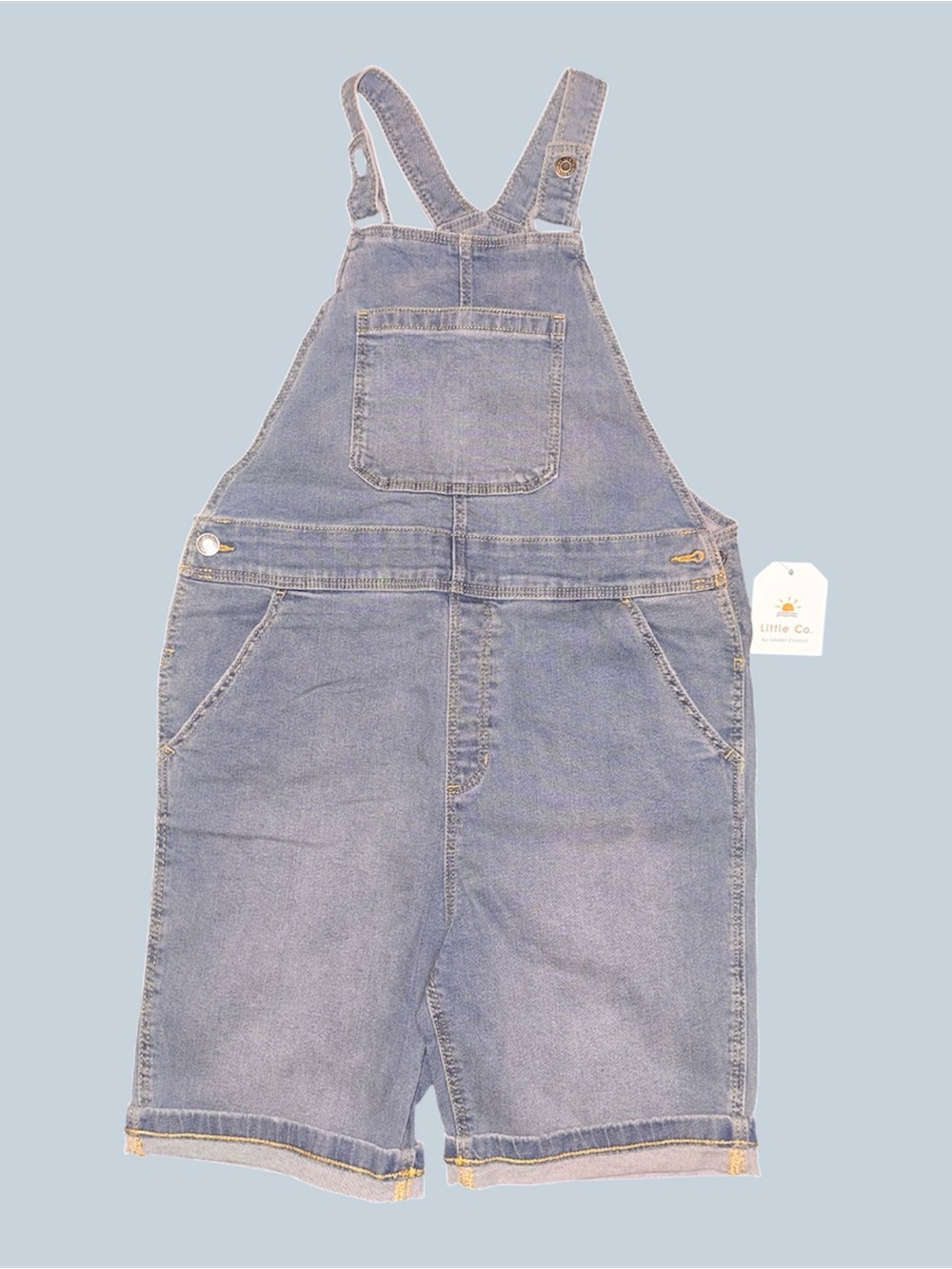 Girl’s Light Blue Denim Short Overalls